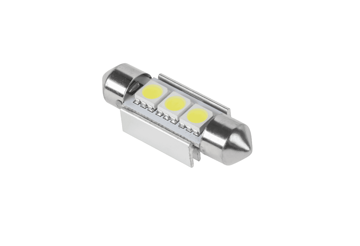 LED automobilių lemputė (Canbus) SV8,5 11x36mm 3x5050 SMD, balta