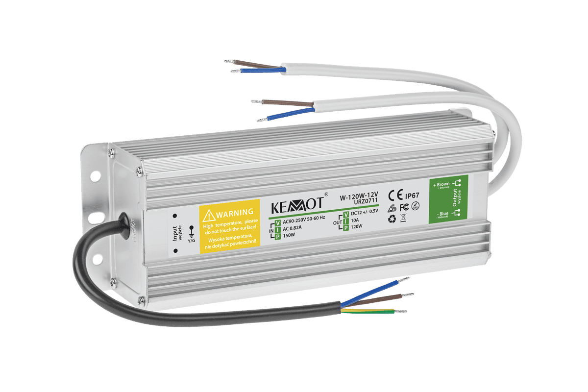 Zasilacz do sznura diodowego W-120W-12V 10A IP67