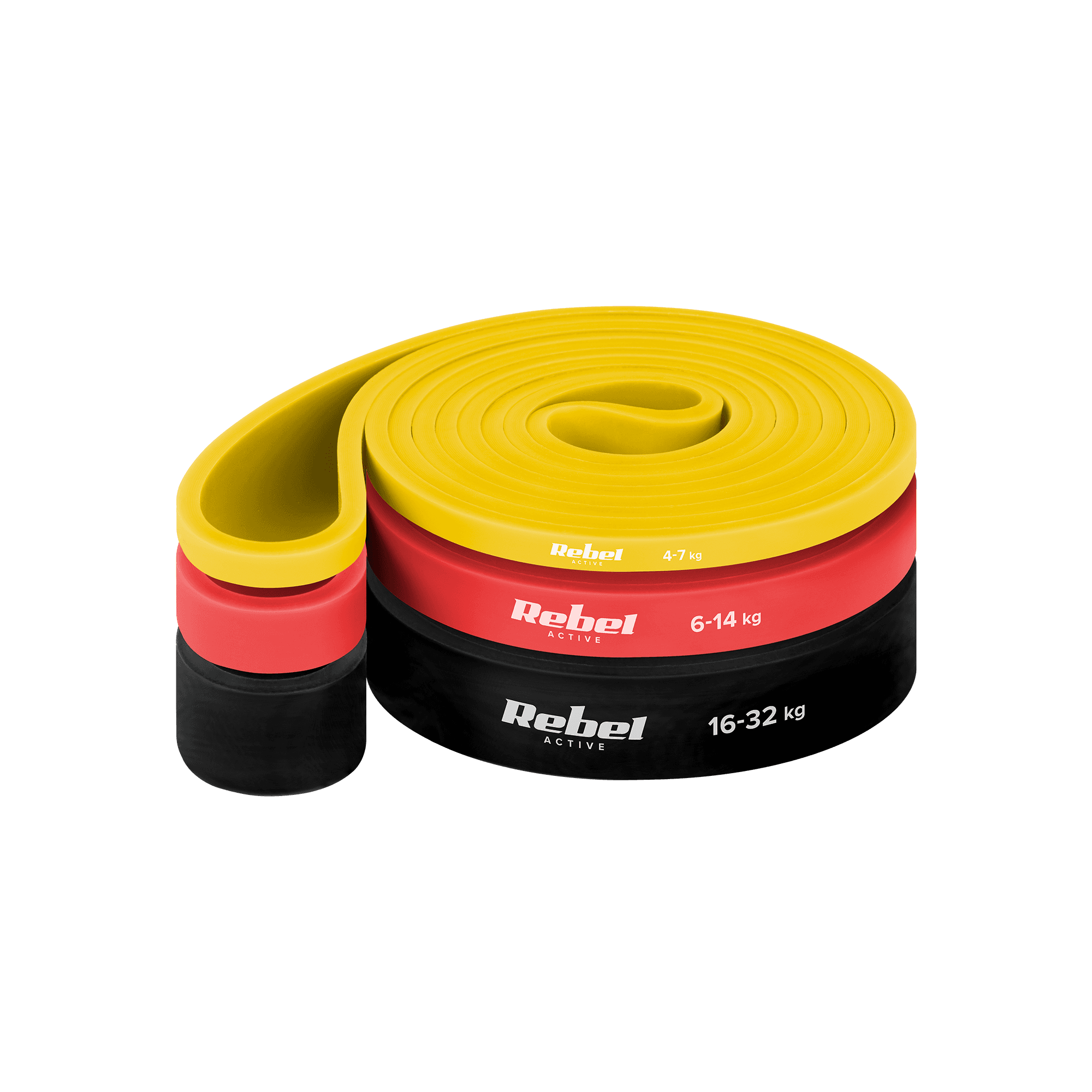 TPE testas gumos rinkinys - Power Band PT-S3, 4-32 kg, 3 TPE Gumos, REBEL ACTIVE