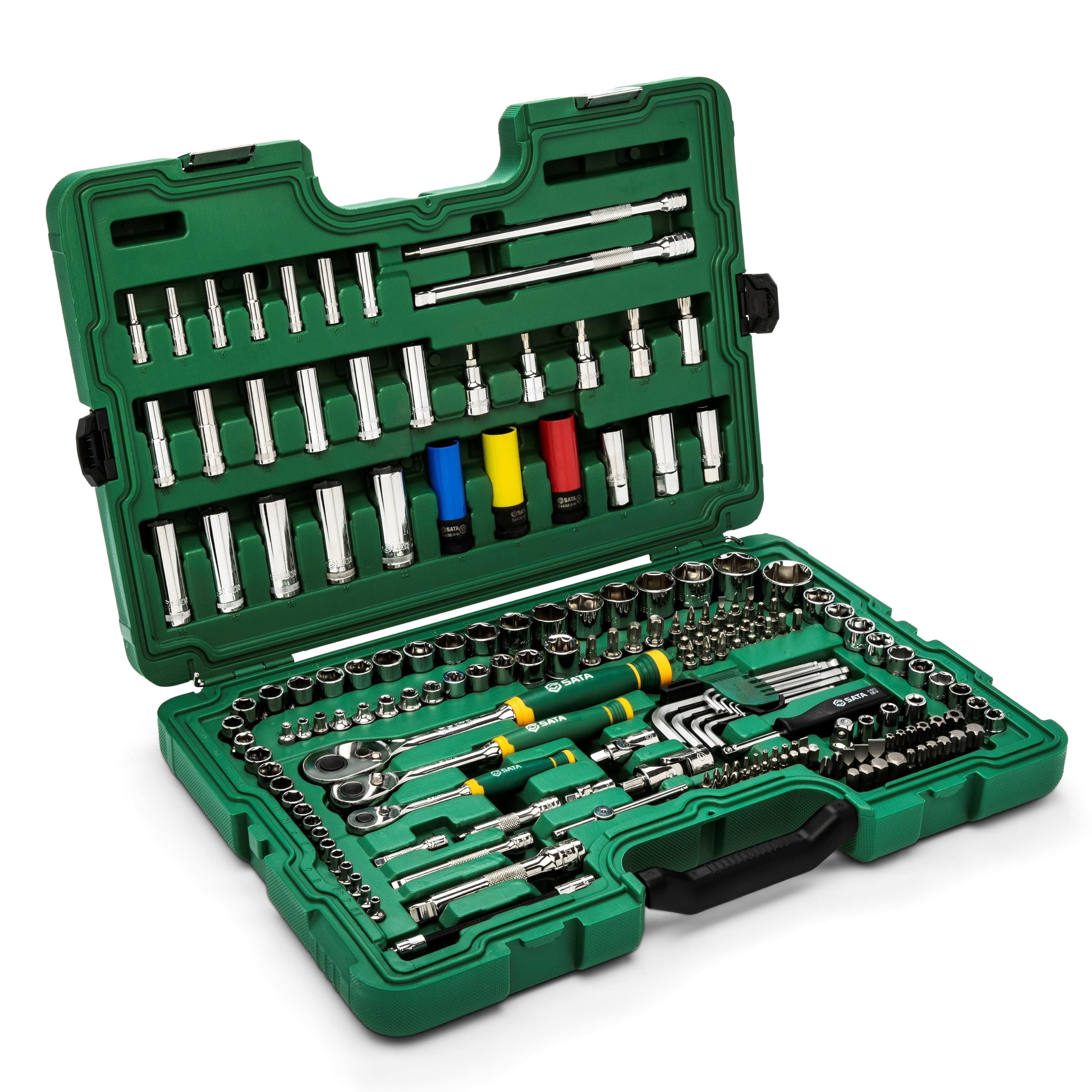 1/4'' + 3/8'' + 1/2'' Galvučių rinkinys 180vnt. 6-kampės