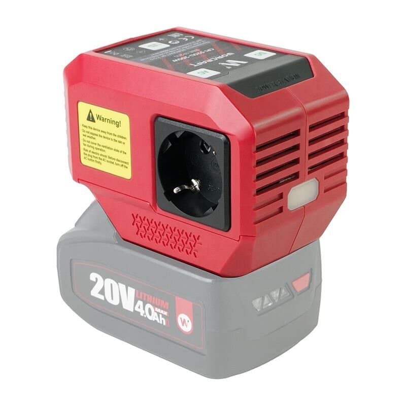 Akumuliatoriaus inverteris WORCRAFT 220V+USB 20V LI-ION