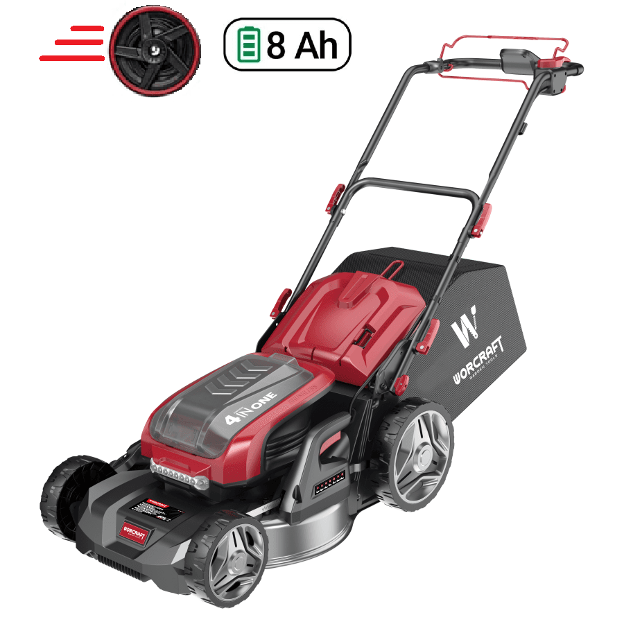 Akumuliatorinė vejapjovė savaeigė WORCRAFT su 8.0Ah akumuliatoriais 40V (20V/4vnt)