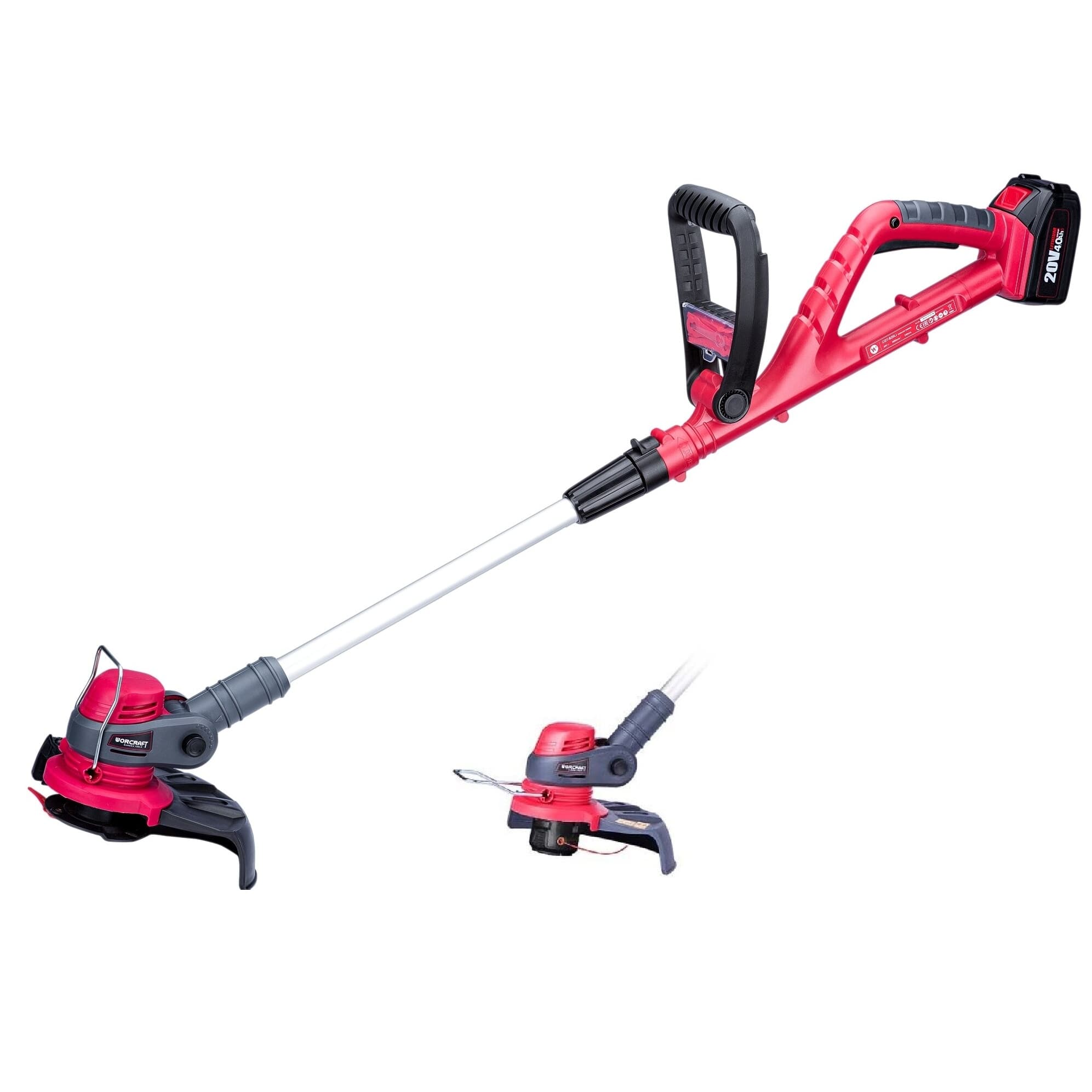 Akumuliatorinis trimeris su priedais WORCRAFT 20V LI-ION