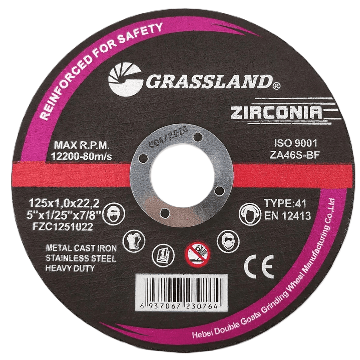 Nerūdijančio plieno / cirkonio pjovimo diskas 125x1.0x22.2 41 tip.